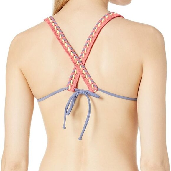 Luli Fama Women's Standard Atrevida Multicolor Crochet Triangle Bikini Top Small - Picture 2 of 2